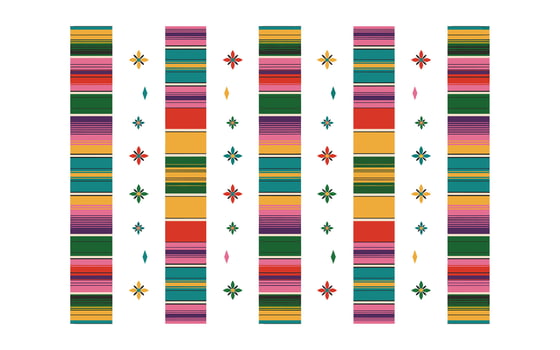 Colorful Serape Stripe Pattern Background with Geometric Floral Accents Mexican Textile Inspired Design for Fabric, Wallpaper, and Creative Projects vector