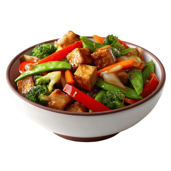 Tofu and vegetable stir fry in a bowl a delicious healthy meal png