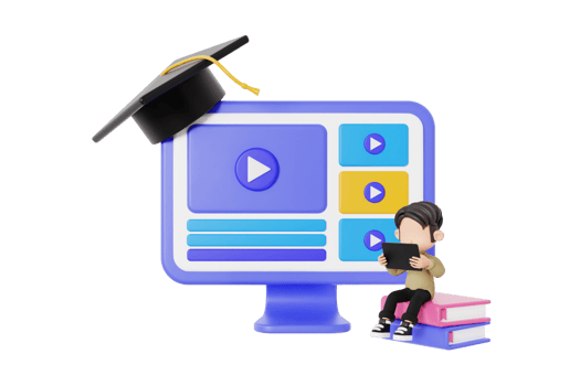 3d student taking online course for graduation png