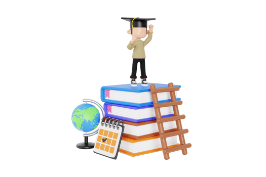3d graduate character achieving study goal png