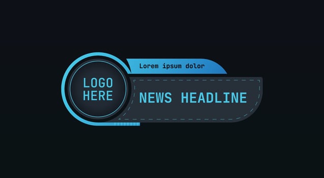 A set of three flat lower third templates in a futuristic neon blue style, designed for news broadcasts, corporate presentations, and overlays vector