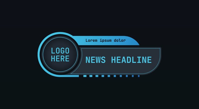A set of three flat lower third templates in a futuristic neon blue style, designed for news broadcasts, corporate presentations, and overlays. vector