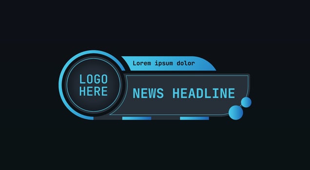A set of three flat lower third templates in a futuristic neon blue style, designed for news broadcasts, corporate presentations. vector