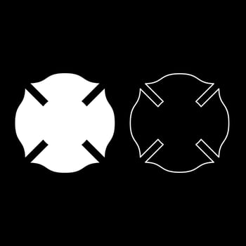 Firefighter cross Malta emblem fire fighter dept set icon white color solid fill outline contour line style vector