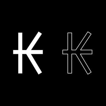 Symbol of Kip sign currency money set icon white color solid fill outline contour line thin style vector