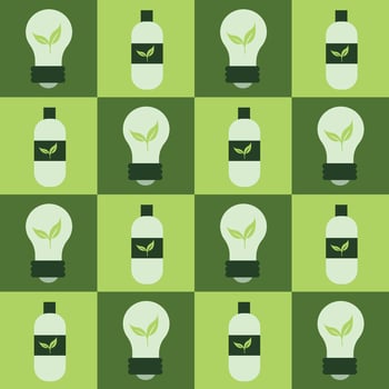 Eco-Friendly Icons Pattern for Environment Day Light Bulb and Bottle with Leaf Symbol vector