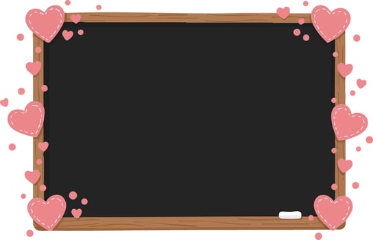 Blackboard frame decorated with pink hearts romantic design for love messages and notes illustration vector
