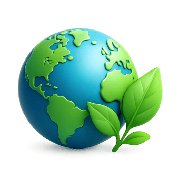 Eco-Friendly Planet Sustainable Earth Globe with Green Leaves - Environmental Conservation Icon isolated on transparent background png