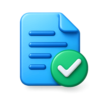 3D Render Approved Document Icon - Checklist, Completion, Verification, Success isolated on transparent background png