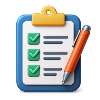 Checklist Icon 3D Render of Clipboard and Pen isolated on transparent background png