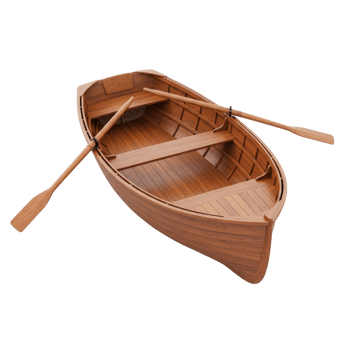 Wooden rowboat with two oars a traditional vessel for recreation travel and fishing png