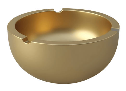 Elegant gold metal ashtray, round luxury receptacle for smoking png