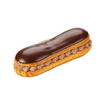 Chocolate eclair pastry with cream filling and glossy glaze a classic french sweet dessert png