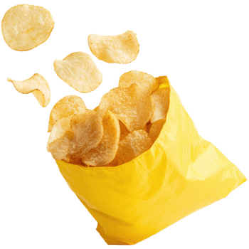 potato chips in a bag on a transparent background png