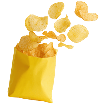 potato chips in a bag on transparent background png