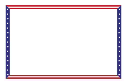 USA flag theme style rectangular square frame border template American red blue for independence day document, invitation decorative 4th July patriotic celebrations vector