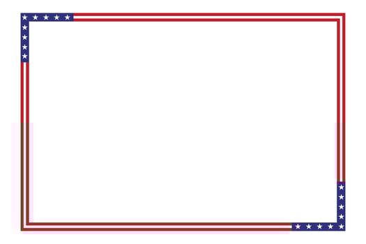 American flag theme style rectangular square border frame template USA red blue for independence day document, invitation decorative 4th July patriotic celebrations vector
