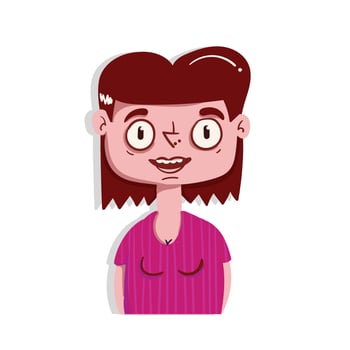 Cartoon woman with brown hair vector