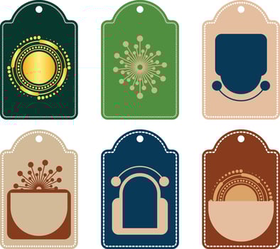 Doodle Product packaging and label card design floral and shape plant set vector