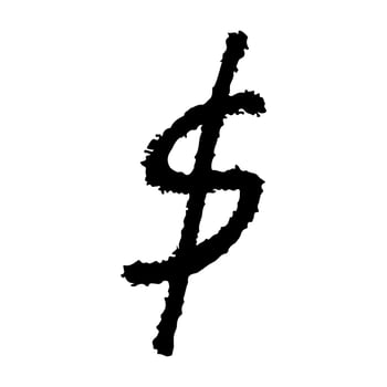 Hand drawn dollar currency symbol. Brush stroke doodle. twenty-nine Single element for design vector