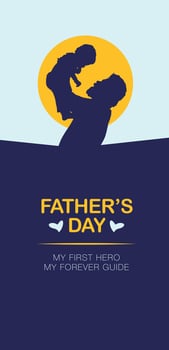 Happy Father's Day Design with Dad Holding Child in Front of Sunset Theme vector