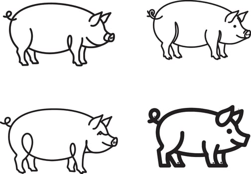 Cute Farm Animal Icon Set vector