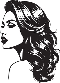 Elegant Woman Silhouette with Long Wavy Hair vector