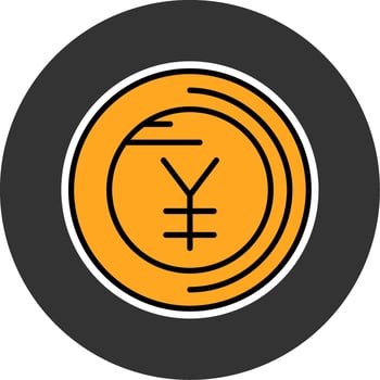 Yen sign Filled Grey Circle Icon vector
