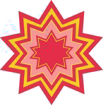 Multilayered star shape with red pink and yellow vibrant colors geometric illustration for design and decoration purposes vector