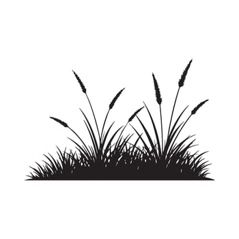 Silhouette of grass and reeds on a white background vector