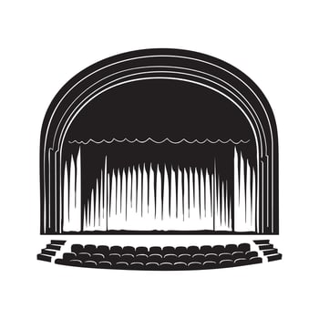 Theater stage with curtains and seats illustration vector