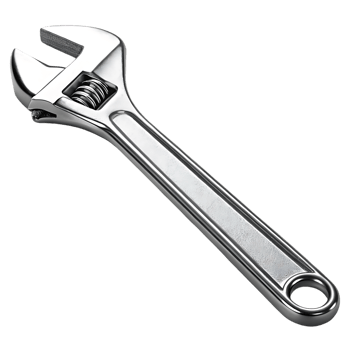Chrome adjustable wrench front view png