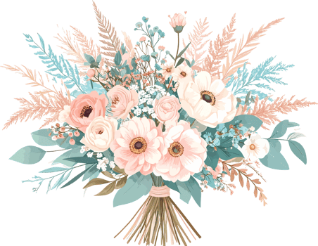 Flowers Bouqet watercolor transparent background png