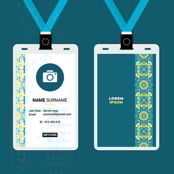 Name badge design template with QR code vector