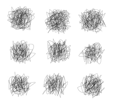 Messy scribble, chaotic tangled doodles, Hand drawn squiggles vector