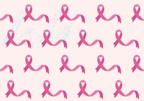 Breast cancer seamless pattern of pink ribbon . vector