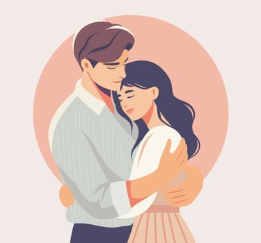Couple embracing in warm illustration vector