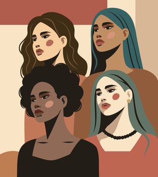 Illustration of diverse women faces vector