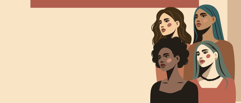 Illustration of diverse women with different hairstyles vector
