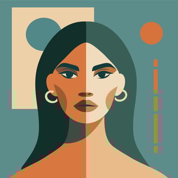 Illustration of a woman with geometric elements vector