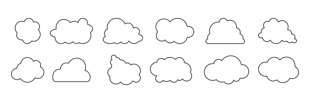 Set of line Cloud computing icon different style. Cloud symbol. vector