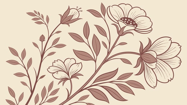 Vintage Wallpaper Florals - Muted florals on aged parchment, softly faded colors, matte surface vector