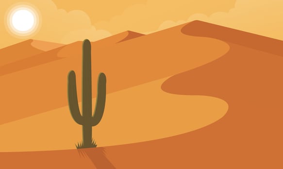 Cactus in a desert landscape vector