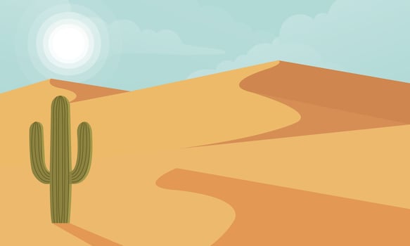 Cactus in the desert landscape vector