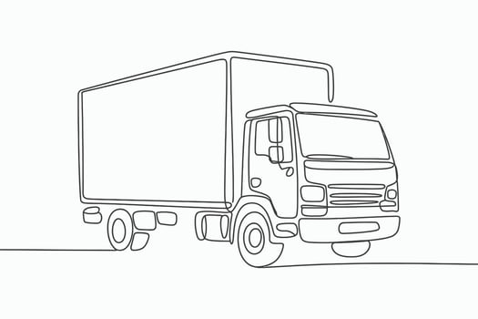 Simple line drawing of a box truck vector