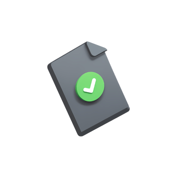 Document with Green Check Mark Icon on Transparent Background gray png