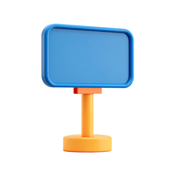 Blue and Orange Signboard 3D Render on Transparent Background render png