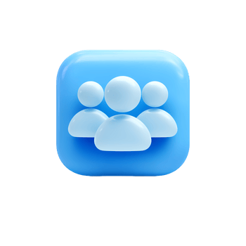 Blue 3D People Icon for Team or Group on transparent background png