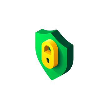 Isometric Green Shield with Golden Padlock on Transparent Background illustration png