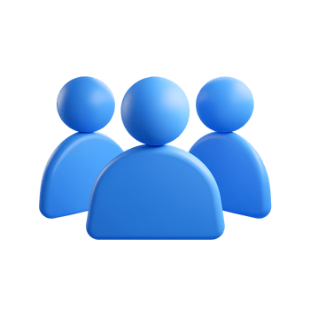 Three Blue People Icons in 3D Rendering on transparent background png
